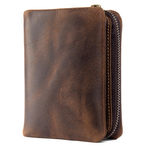 Slow -time handmade crazy horse leather wallet retro vertical vertical zipper money cowhide cowhide simplicity is old wallet man Slow -time handmade crazy horse leather wallet retro vertical vertical zipper money cowhide cowhide simplicity is old wallet man