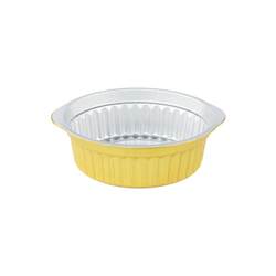 Outdoor round aluminum foil pot that can be heated over an open flame Outdoor round aluminum foil pot that can be heated over an open flame