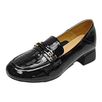 Da Yaya large size women's shoes thick heel medium heel deep mouth single shoes
 Da Yaya large size women's shoes thick heel medium heel deep mouth single shoes