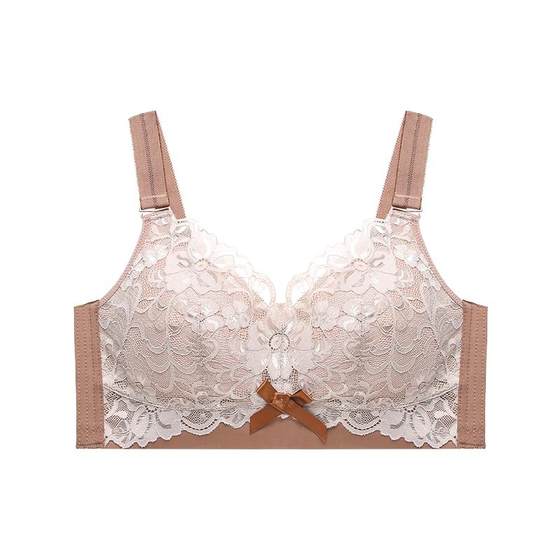 Large size, big breasts, small bra, no steel ring, anti -sagging bra and underwear, female thin, gathered summer adjustment and collective milk Large size, big breasts, small bra, no steel ring, anti -sagging bra and underwear, female thin, gathered summer adjustment and collective milk