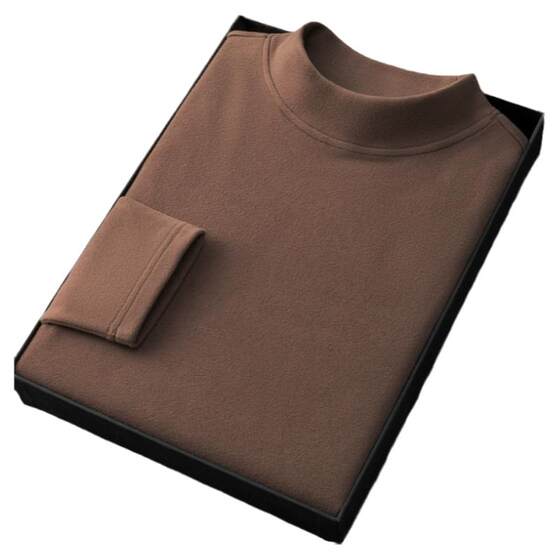 German velvet base shirt for men, warm inner layer, double-sided brushed long sleeved T-shirt, men's autumn and winter thick underwear, semi high neck sweatshirt German velvet base shirt for men, warm inner layer, double-sided brushed long sleeved T-shirt, men's autumn and winter thick underwear, semi high neck sweatshirt