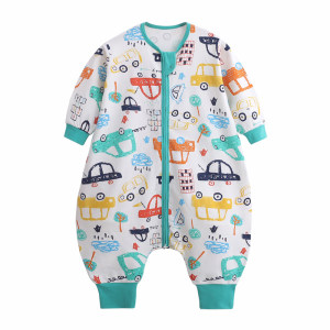Huxibei boys and girls one-piece pajamas children double-layer home clothes baby spring and autumn sleeping bag children boneless anti-kick quilt Huxibei boys and girls one-piece pajamas children double-layer home clothes baby spring and autumn sleeping bag children boneless anti-kick quilt
