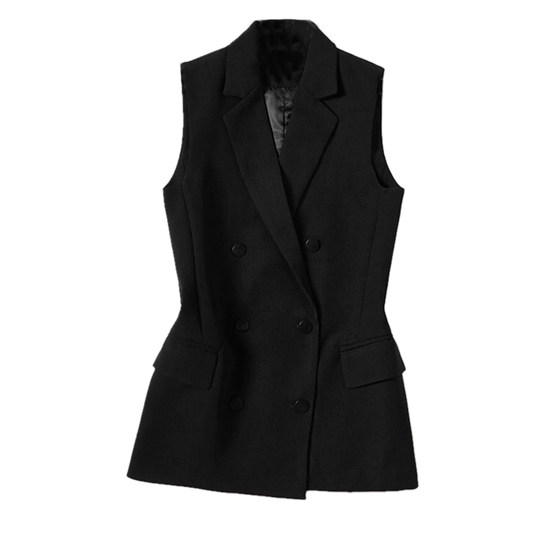 Spring and summer style, beige double breasted, medium to long vest, versatile for commuting, slimming and slimming, tailored for women, M Spring and summer style, beige double breasted, medium to long vest, versatile for commuting, slimming and slimming, tailored for women, M