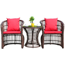 Outdoor leisure open-air balcony coffee table three-piece rattan set Outdoor leisure open-air balcony coffee table three-piece rattan set