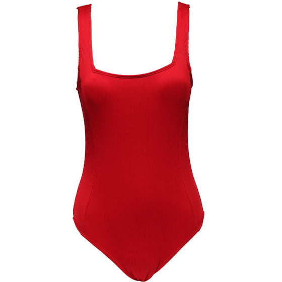 MemoRYBABY Visual New Product Retro Red Lining Skin Whitening Classic Square Collar Stunning Large Back One Piece Swimsuit MemoRYBABY Visual New Product Retro Red Lining Skin Whitening Classic Square Collar Stunning Large Back One Piece Swimsuit