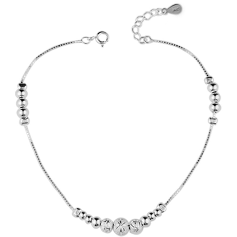 Sterling Silver Anklet Women's Heart Bell Korean Style