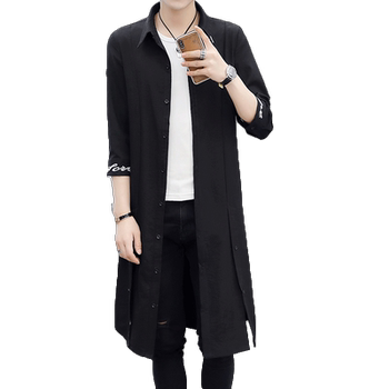 Summer mid-sleeved thin cloak men's sunscreen clothes 2025 new long over-knee windbreaker handsome short-sleeved jacket
 Summer mid-sleeved thin cloak men's sunscreen clothes 2025 new long over-knee windbreaker handsome short-sleeved jacket