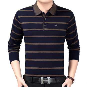 Hengyuanxiang middle-aged men's long-sleeved T-shirt autumn men's lapel thin sweater T-shirt middle-aged and elderly dad wear Hengyuanxiang middle-aged men's long-sleeved T-shirt autumn men's lapel thin sweater T-shirt middle-aged and elderly dad wear