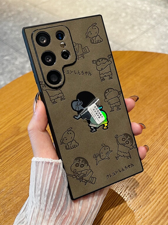 Laser Gradient Shin Chan Synthetic Leather S24, S24 Plus, S24 Ultra, S23, S23 Plus, S23 Ultra, S22, S22 Plus, S22 Ultra