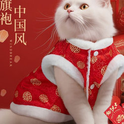 Cat Clothes Devon Rex Hairless Cat Autumn and Winter Silver Gradient Warm Dog New Year Festive Tang Suit Pet Lion Dance Costume Cat Clothes Devon Rex Hairless Cat Autumn and Winter Silver Gradient Warm Dog New Year Festive Tang Suit Pet Lion Dance Costume