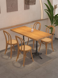 Retro American-Style Western Restaurant Rectangular Table, Hotel Table and Chair Combination, Commercial Cafe, Leisure Solid Wood Dining Table and Chairs Retro American-Style Western Restaurant Rectangular Table, Hotel Table and Chair Combination, Commercial Cafe, Leisure Solid Wood Dining Table and Chairs