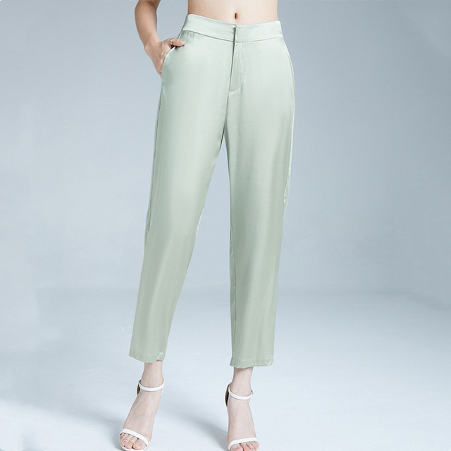 High End Silk Harem Pants For Women High Waist Slimming Silk Satin