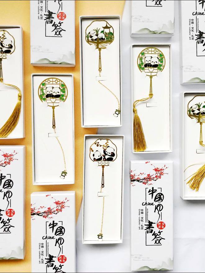 中華風雑貨好評発売中！ 中国雑貨 パンダ ブックマーク ストラップセット