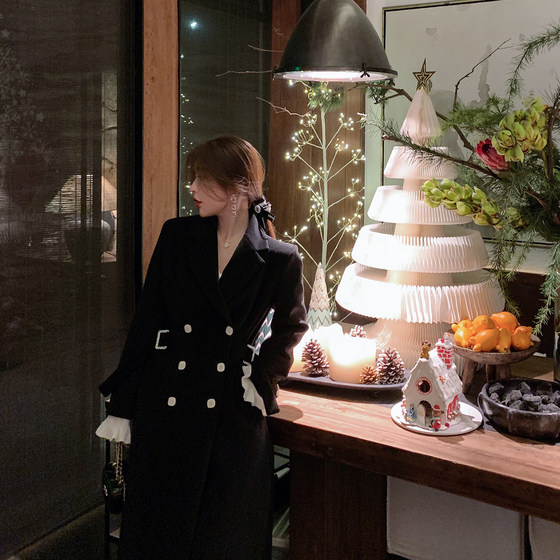 ByYou winter black twill wool coat with women's temperament slim and slim double-breasted mid-length cotton jacket
ByYou winter black twill wool coat with women's temperament slim and slim double-breasted mid-length cotton jacket