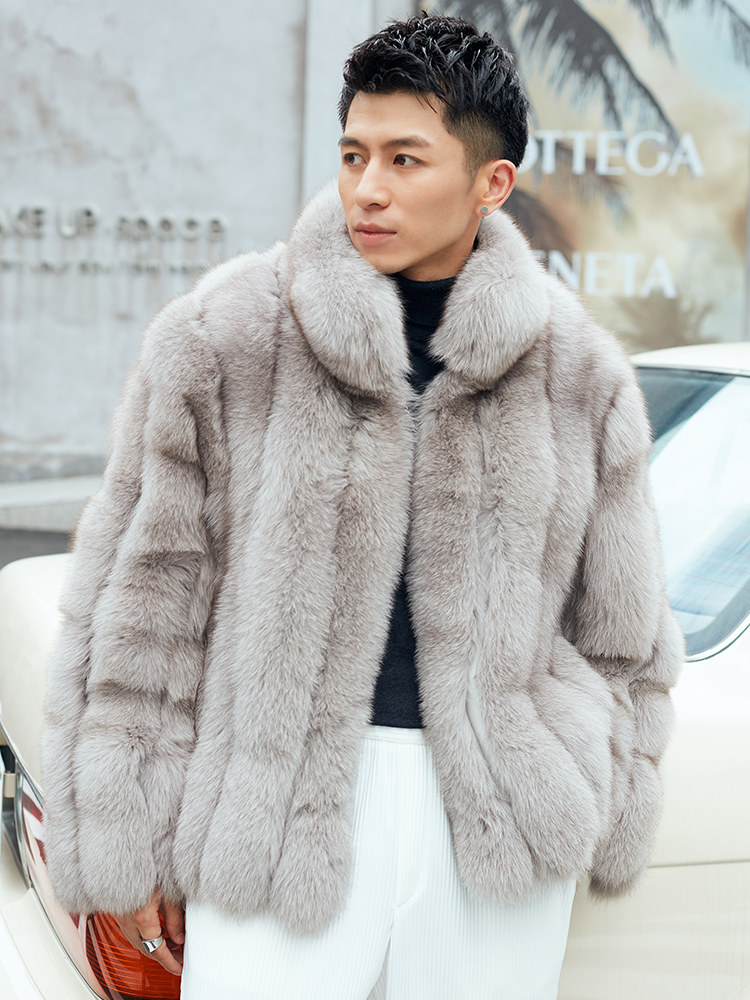 メンズ本物のフォックスファーコート - 冬2021スタイル
