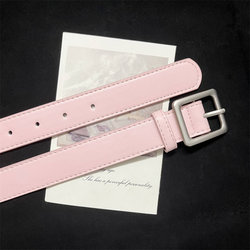 American Minimalist Style Pink Belt for Women with Square Buckle, Versatile for Sweet Girls, Suitable for Jeans and Dresses, New Pink Leather Belt for Women American Minimalist Style Pink Belt for Women with Square Buckle, Versatile for Sweet Girls, Suitable for Jeans and Dresses, New Pink Leather Belt for Women
