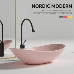 Yuanbao Basin Countertop Wash Basin Single Basin Matte Wash Basin Pink Basin Bathroom Balcony Home Hotel Yuanbao Basin Countertop Wash Basin Single Basin Matte Wash Basin Pink Basin Bathroom Balcony Home Hotel