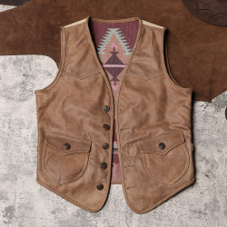 American retro Navajo horse clip men's genuine leather sleeveless leather shoulder Western cracked cowhide vest vest American retro Navajo horse clip men's genuine leather sleeveless leather shoulder Western cracked cowhide vest vest