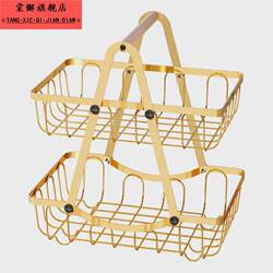 Half-house iron double-layer storage basket bathroom bathroom book table table sundry flower rack condiment jar kitchen storage rack Half-house iron double-layer storage basket bathroom bathroom book table table sundry flower rack condiment jar kitchen storage rack