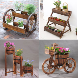 Creative Outdoor Courtyard Landscape Decoration Balcony Flower Pot Floor-Standing Retro Wooden Flower Stand Ornaments Garden Decoration Creative Outdoor Courtyard Landscape Decoration Balcony Flower Pot Floor-Standing Retro Wooden Flower Stand Ornaments Garden Decoration