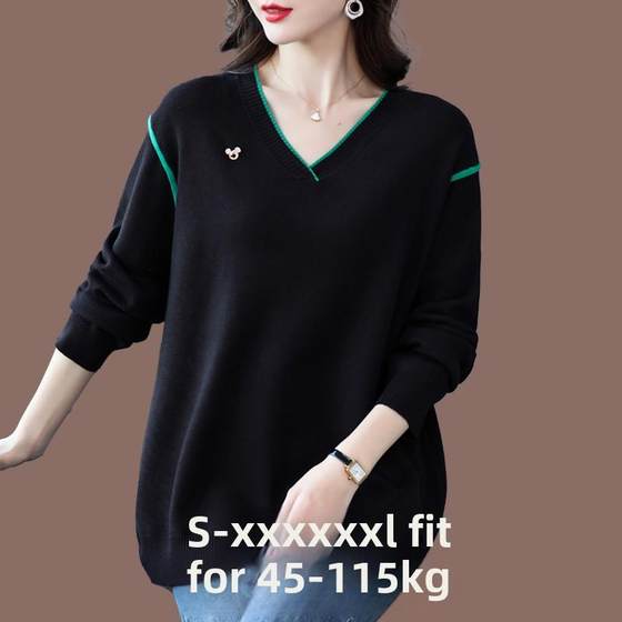 Autumn and winter fat mm250*0.5kg sweater plus fat plus size woolen sweater for women loose belly-covering V-neck cashmere bottoming shirt 
Autumn and winter fat mm250*0.5kg sweater plus fat plus size woolen sweater for women loose belly-covering V-neck cashmere bottoming shirt