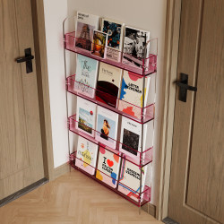 Ultra-Narrow Acrylic Storage Rack for Entryway and Hallway, Multi-Layer Storage Display Cabinet for Picture Books and Magazines, Floor-Standing and Wall-Mounted Ultra-Narrow Acrylic Storage Rack for Entryway and Hallway, Multi-Layer Storage Display Cabinet for Picture Books and Magazines, Floor-Standing and Wall-Mounted