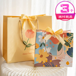 3-Pack ins Fresh Floral Bow Gift Bags Teacher's Day Birthday Gift Packaging Souvenir Tote Bags 3-Pack ins Fresh Floral Bow Gift Bags Teacher's Day Birthday Gift Packaging Souvenir Tote Bags
