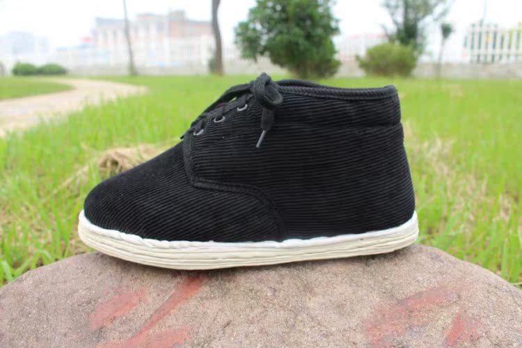 包邮 千层底棉鞋 男鞋 黑色灯芯绒系带布底鞋 手工棉花老棉鞋女款