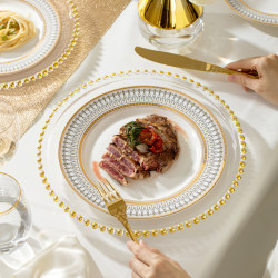 European-Style Ceramic Tableware, Trendy New Year Gold-Rimmed Set, Steak Plate, Western-Style Plate, Household Plate, Model House Display Plate European-Style Ceramic Tableware, Trendy New Year Gold-Rimmed Set, Steak Plate, Western-Style Plate, Household Plate, Model House Display Plate