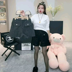 Winter Plus Size Women's Glitter High Elastic High Waist Shorts Winter Plus Size Women's Glitter High Elastic High Waist Shorts