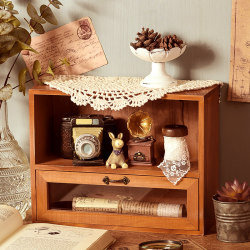 Zakka Retro Solid Wood Japanese-Style Planner Miscellaneous Storage Box Cosmetics Storage Cabinet Desktop Multifunctional Organizer Zakka Retro Solid Wood Japanese-Style Planner Miscellaneous Storage Box Cosmetics Storage Cabinet Desktop Multifunctional Organizer