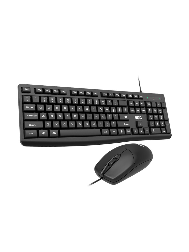 AOC KM151 Wired Keyboard and Mouse Set - USB Computer Peripheral