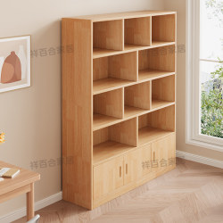 Solid Wood Bookshelf Integrated Wall-Mounted Bookcase Floor-Standing Storage Rack Children's Student Home Cabinet Simple Storage Locker Solid Wood Bookshelf Integrated Wall-Mounted Bookcase Floor-Standing Storage Rack Children's Student Home Cabinet Simple Storage Locker