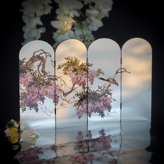 Funlife<Gold and Silver Dream Weaving>Original French Chinese style handmade silver screen flower and bird desktop small screen decoration Funlife<Gold and Silver Dream Weaving>Original French Chinese style handmade silver screen flower and bird desktop small screen decoration