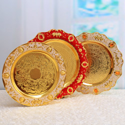 European-Style Metal Plate, High-End Round Small Wine Glass Tray, Household Wine Utensils, Exquisite Crafts European-Style Metal Plate, High-End Round Small Wine Glass Tray, Household Wine Utensils, Exquisite Crafts