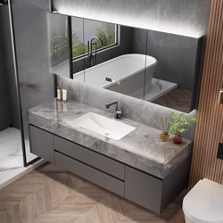 Modern Minimalist Bathroom Cabinet Slate Ceramic Seamless Basin Hand Wash Basin Cabinet Combination Bathroom Sink Integrated Modern Minimalist Bathroom Cabinet Slate Ceramic Seamless Basin Hand Wash Basin Cabinet Combination Bathroom Sink Integrated