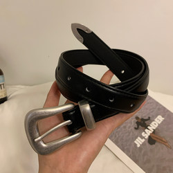 Retro Simple Belt for Women 2025 New Style Silver Buckle High-End Black Belt Korean Style Versatile Jeans for Students Retro Simple Belt for Women 2025 New Style Silver Buckle High-End Black Belt Korean Style Versatile Jeans for Students
