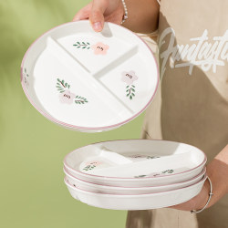 Japanese-Style Divided Fat-Reducing Dinner Plate, Creative Ceramic Three-Compartment Plate for Home Use, Special Tableware for One-Person Meals Japanese-Style Divided Fat-Reducing Dinner Plate, Creative Ceramic Three-Compartment Plate for Home Use, Special Tableware for One-Person Meals