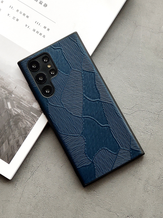 Embossed Pattern Genuine Leather S24, S24 Plus, S24 Ultra Samsung Phone Case