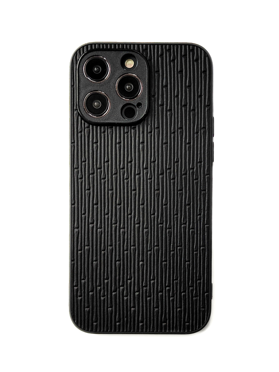 Embossed Bamboo High-end Genuine Leather 15, 14, 13, 12, 11 iPhone Case