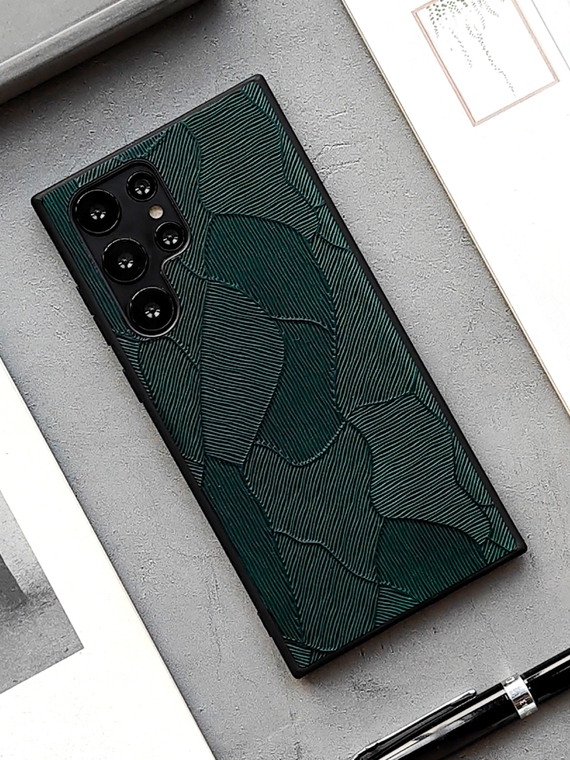 Embossed Pattern Genuine Leather S24, S24 Plus, S24 Ultra Samsung Phone Case