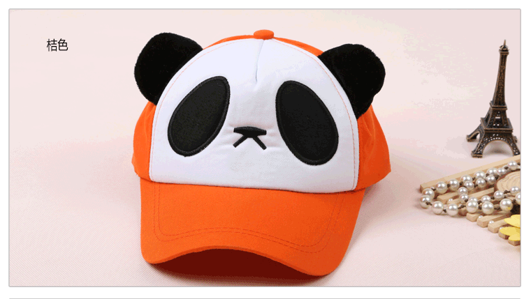 儿童熊猫帽子 春夏天亲子棒球帽鸭舌帽户外运动遮阳可爱网帽