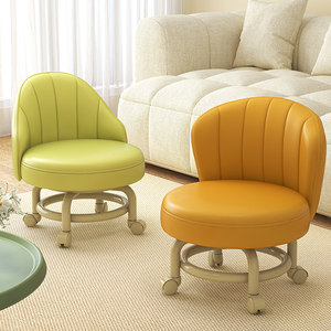 Universal wheel small stool with pulley backrest stool household shoe changing stool children's chair living room round stool soft stool Universal wheel small stool with pulley backrest stool household shoe changing stool children's chair living room round stool soft stool
