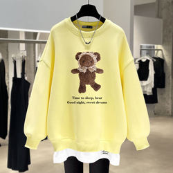 Korean style mid-length bear loose sweatshirt Korean style mid-length bear loose sweatshirt