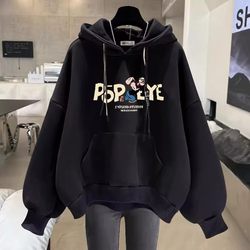 Coat loose top hooded sweatshirt Coat loose top hooded sweatshirt