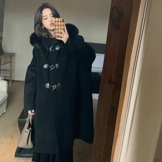 Winter Fireworks Anna's same black horn button coat double-sided wool coat for women
Winter Fireworks Anna's same black horn button coat double-sided wool coat for women