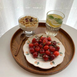 ins Japanese-Style Round Wooden Tray Tea Tray Cafe Tea Tray Snack Tray Household Storage Tray Dinner Plate Cake Plate ins Japanese-Style Round Wooden Tray Tea Tray Cafe Tea Tray Snack Tray Household Storage Tray Dinner Plate Cake Plate