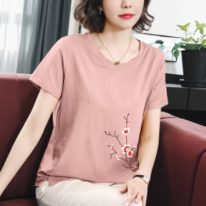 Mom pure cotton short-sleeved T-shirt women's top loose large size new style middle-aged women's temperament summer clothes full cotton 
Mom pure cotton short-sleeved T-shirt women's top loose large size new style middle-aged women's temperament summer clothes full cotton