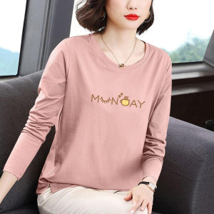 Pure cotton long-sleeved T-shirt middle-aged mother spring and autumn clothes new women's fashionable loose top cotton base shirt trendy 
Pure cotton long-sleeved T-shirt middle-aged mother spring and autumn clothes new women's fashionable loose top cotton base shirt trendy