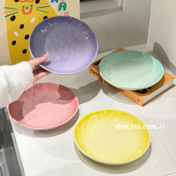 Dopamine Plate, Household Ceramic with a High-End Feel, 2025 New Model Tableware, 8inch Round Deep Plate, Dish Plate, Dinner Plate, Fish Plate Dopamine Plate, Household Ceramic with a High-End Feel, 2025 New Model Tableware, 8inch Round Deep Plate, Dish Plate, Dinner Plate, Fish Plate